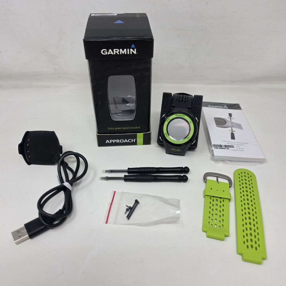 Black Green Garmin Approach S2 Charger 2 Bands Manual For Parts Or Not Working